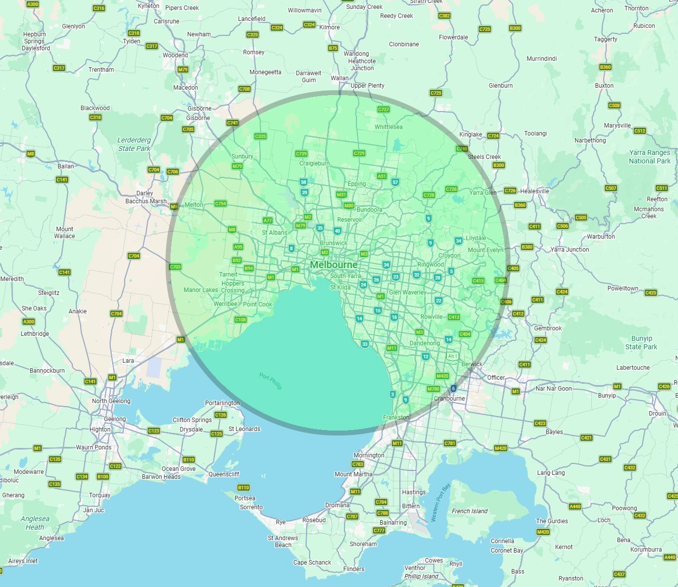 Melbourne Service Area Map